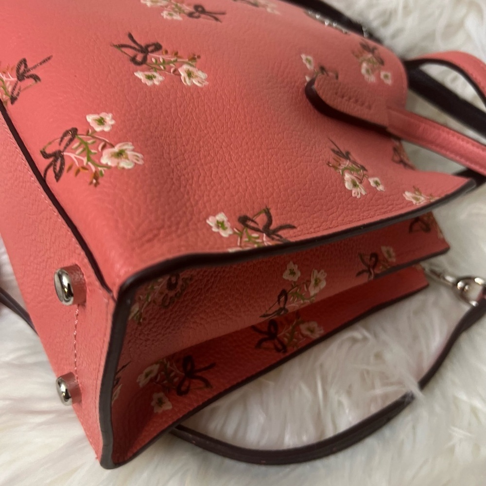 COACH Pink Floral Pebbled Leather Tote - Picture 7 of 14